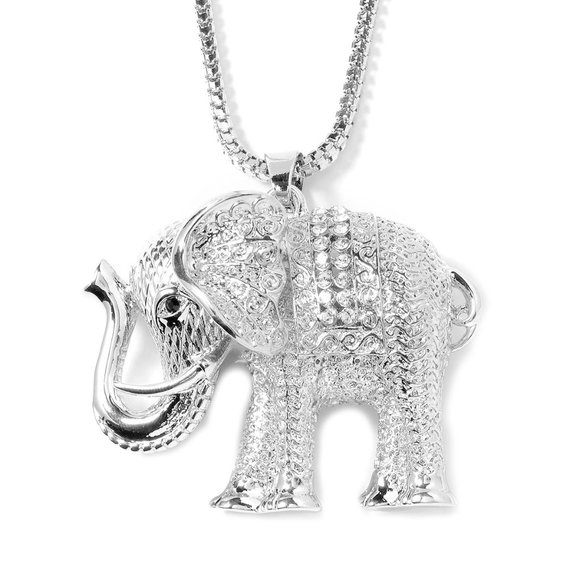 Jewelry - White and Black Austrian Crystal Elephant Necklace Jewelry - White and Black Austrian Crystal Elephant Necklace